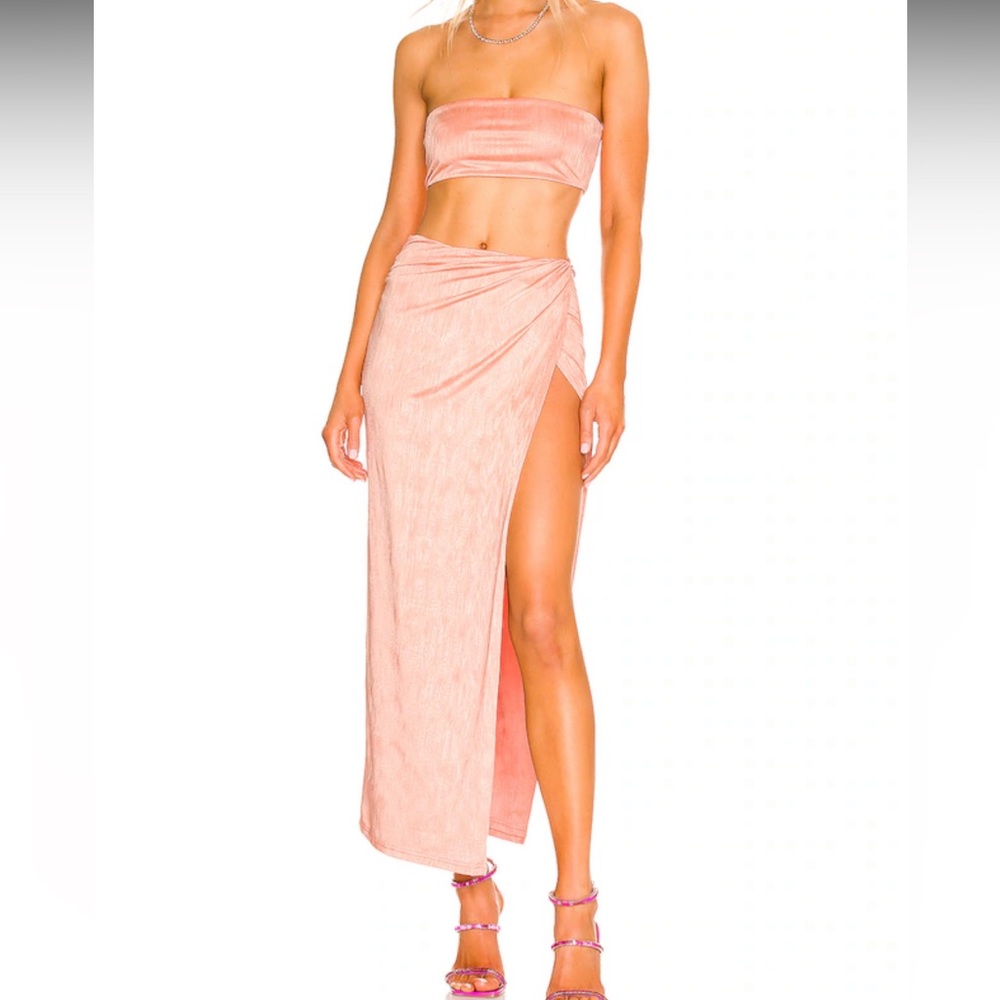 Revolve Karolyna Maxi Skirt Set in Peach